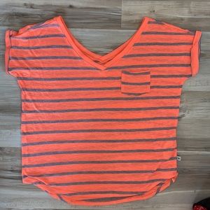 ❤️ Gilly Hicks orange and gray striped v-neck tee